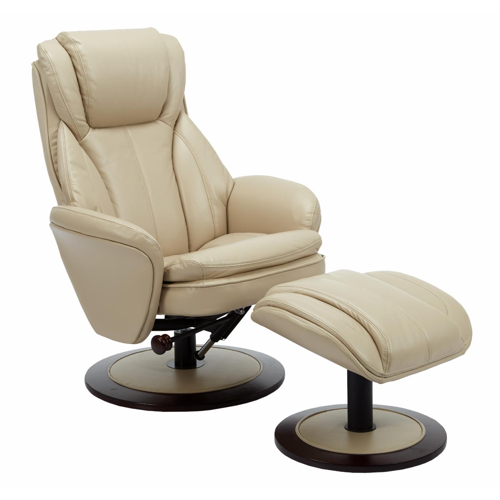 Cobblestone Leather Swivel Recliner with Ottoman