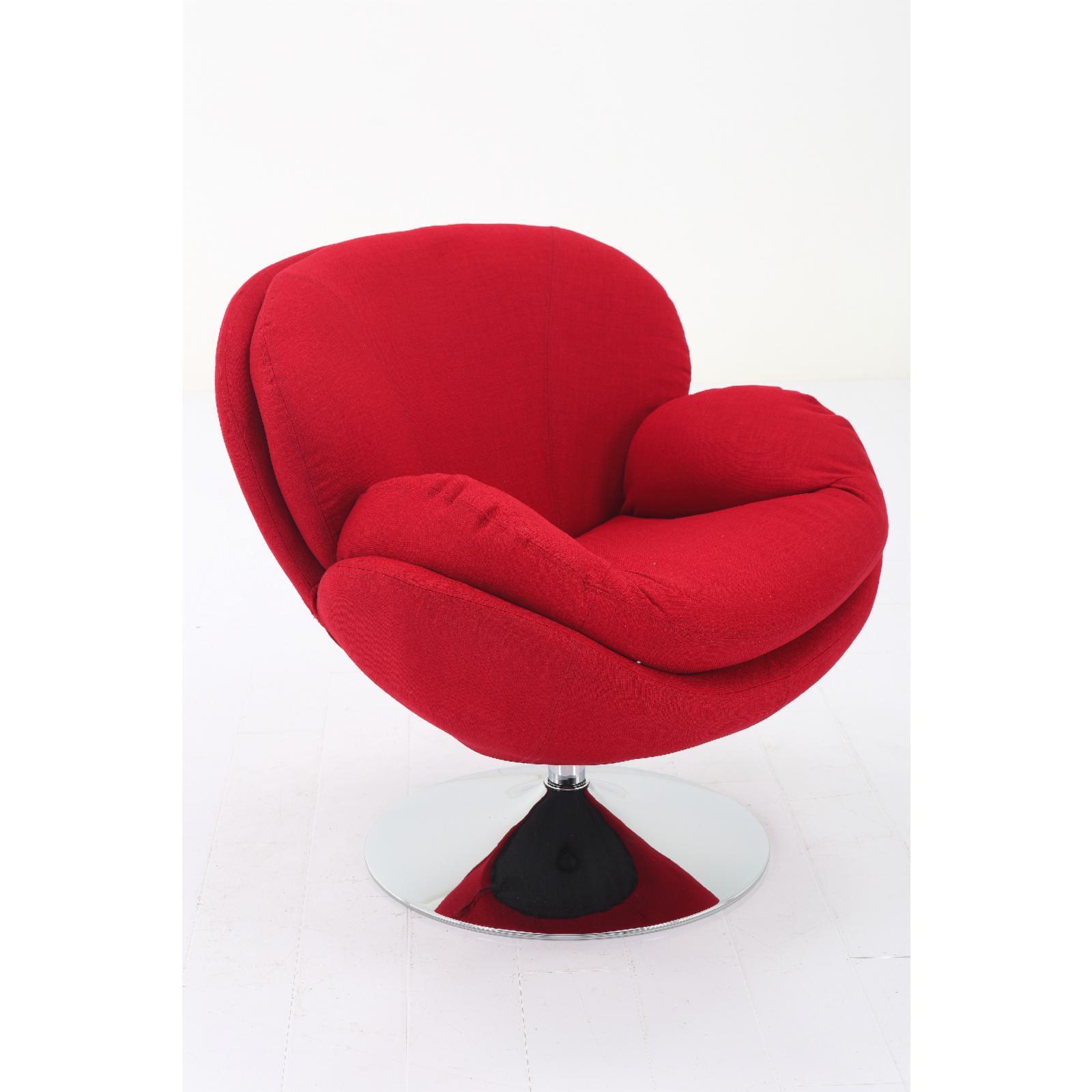 Red Swivel Barrel Arm Chair with Chrome Base