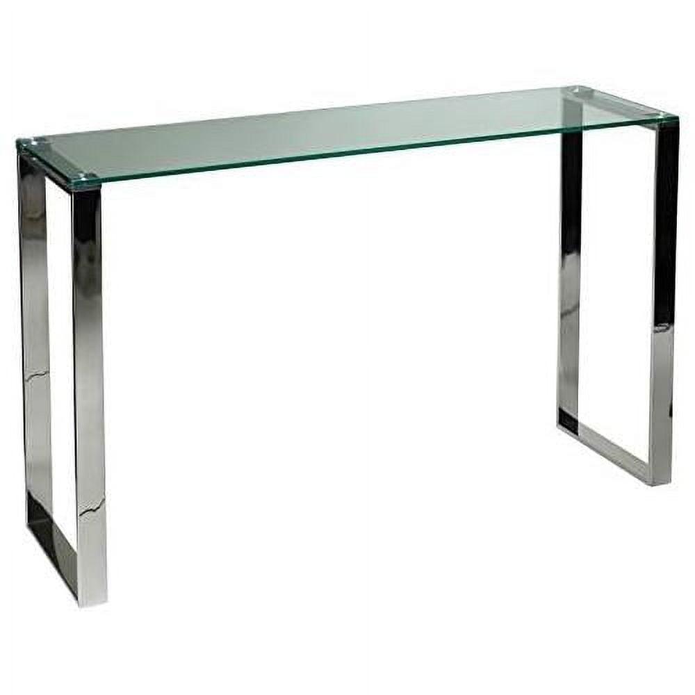 Sleek Chrome and Glass Console Table with Minimalist Storage