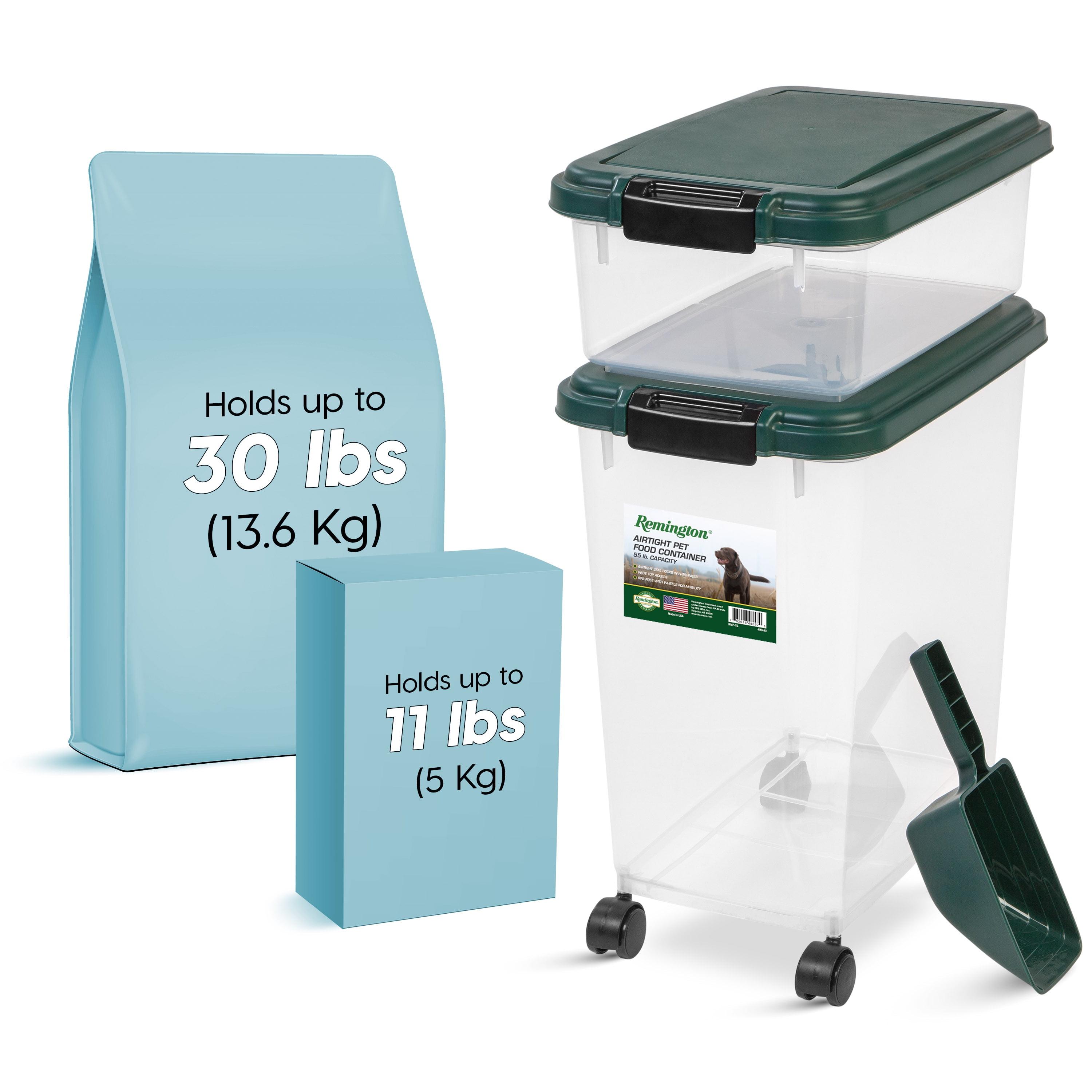 Green Airtight Plastic Pet Food Storage Container Combo with Scoop