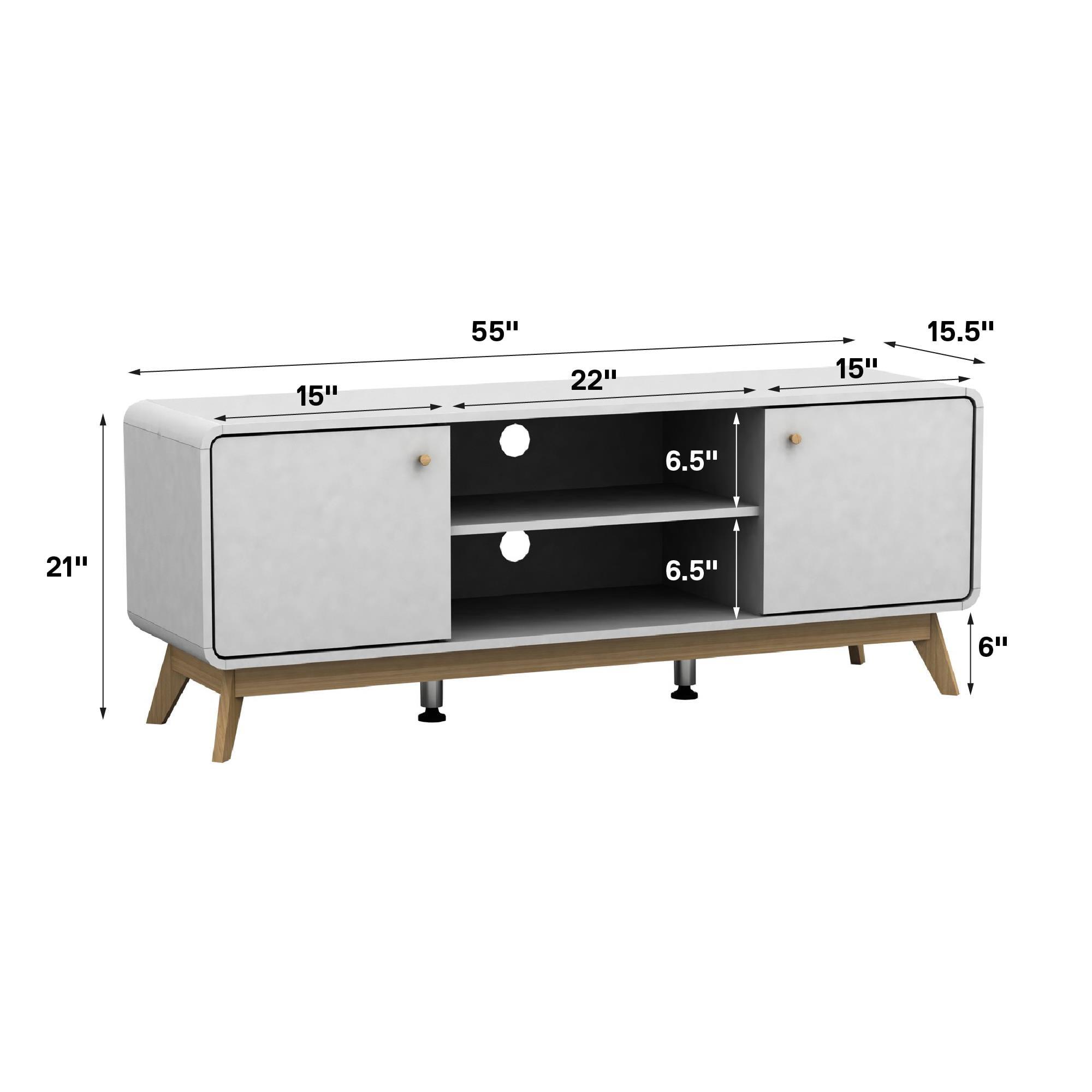 Ren Home Leva Scandinavian 2 Door Rounded TV Stand, White
