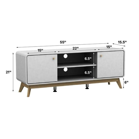 Ren Home Leva Scandinavian 2 Door Rounded TV Stand, White