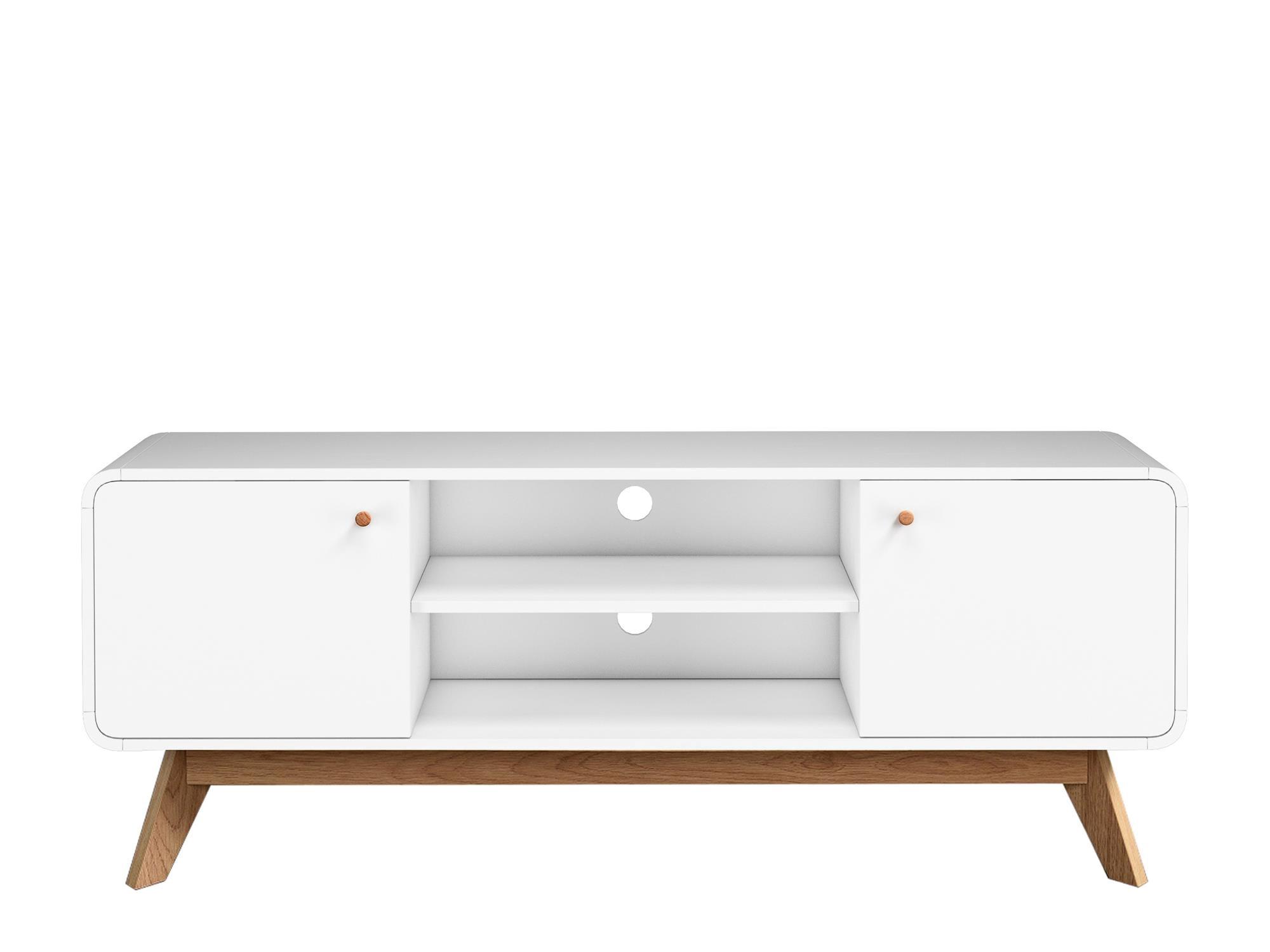 Ren Home Leva Scandinavian 2 Door Rounded TV Stand, White