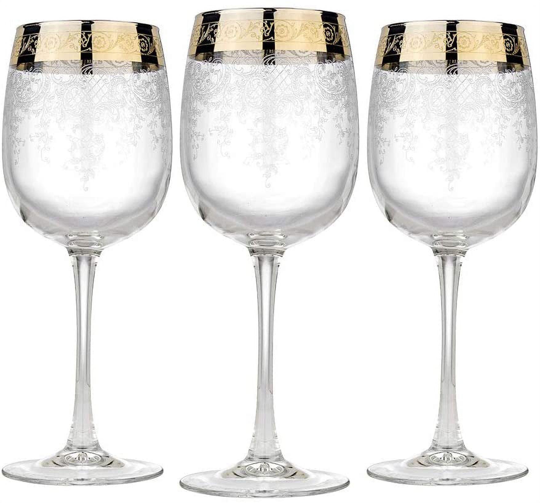 Renaissance 14-Ounce Crystal Wine Glass Set with Gold Rim