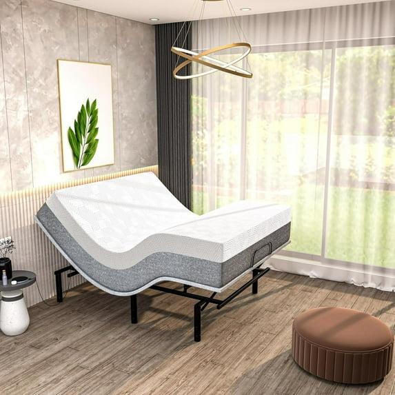 Renanim SF Elite Adjustable Bed With 10" Hybrid Mattress Included Massage, Usb, Underbed Light, Wireless Remote & App Control Zero Gravity Bed