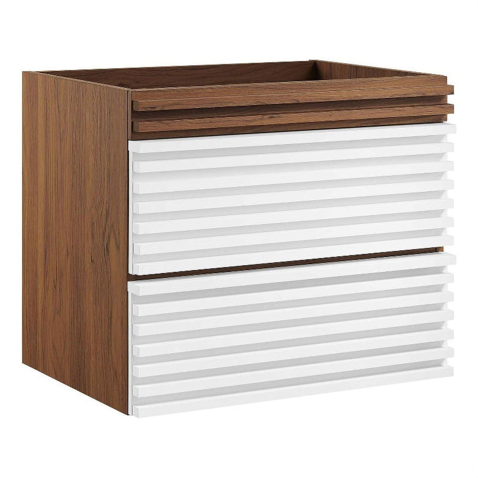 Render 24" Walnut and White Wall-Mount Bathroom Vanity Cabinet