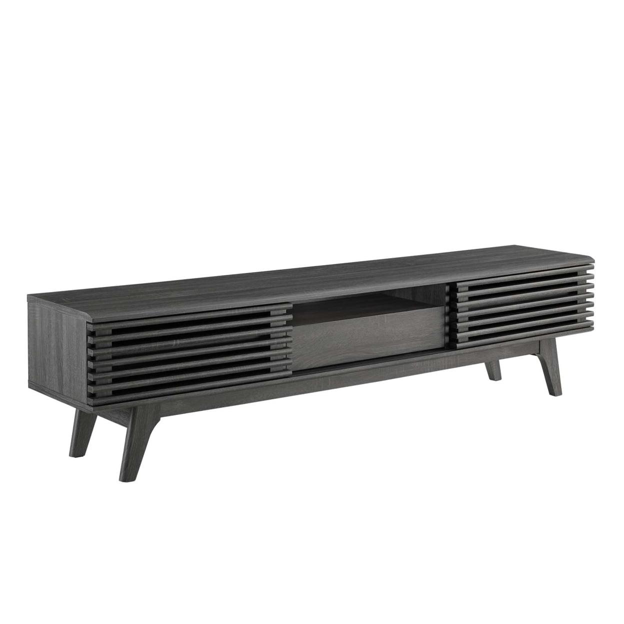 Mid-Century Charcoal 70" TV Console with Tapered Legs
