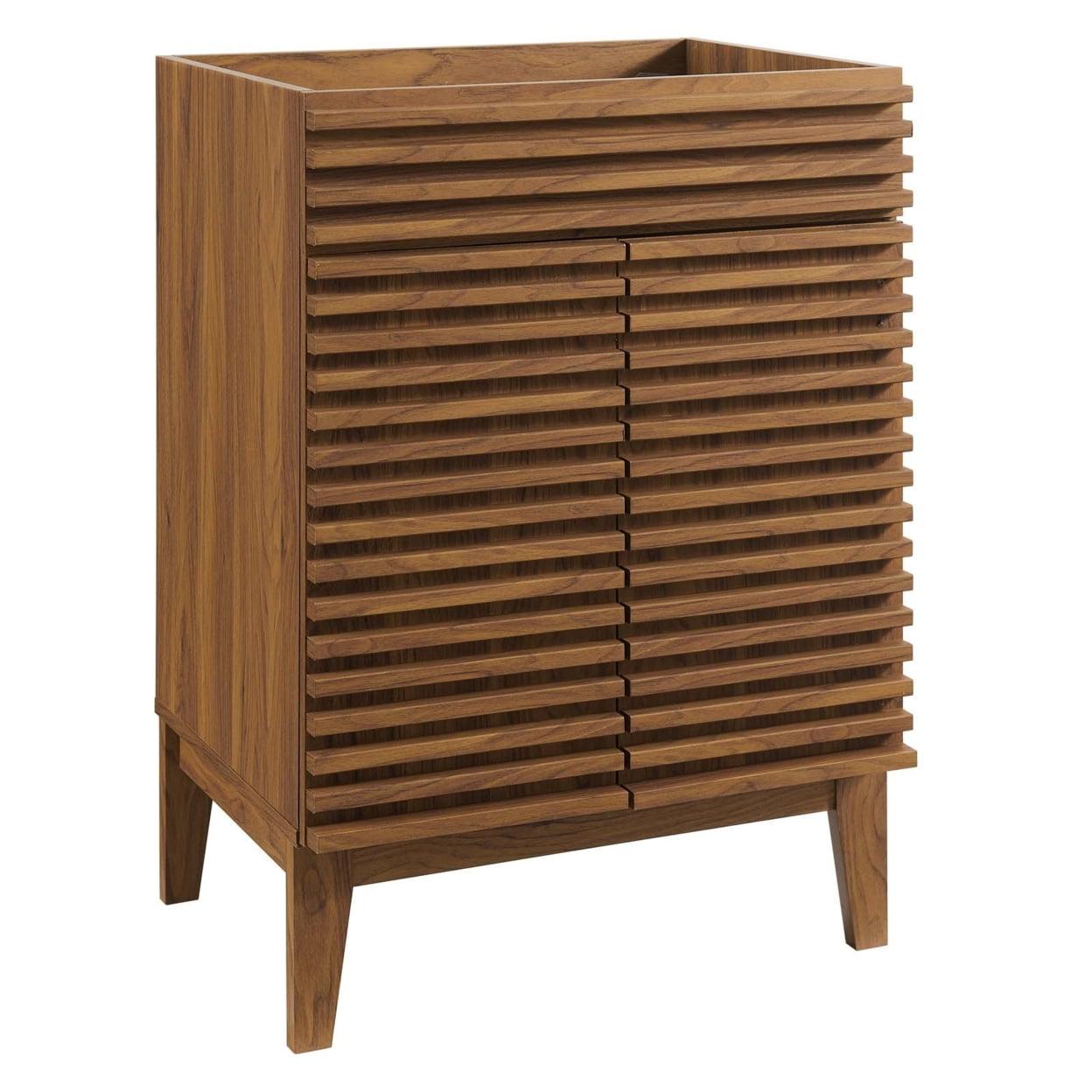 Mid-Century Modern Render 24" Walnut Grain Bathroom Vanity Cabinet