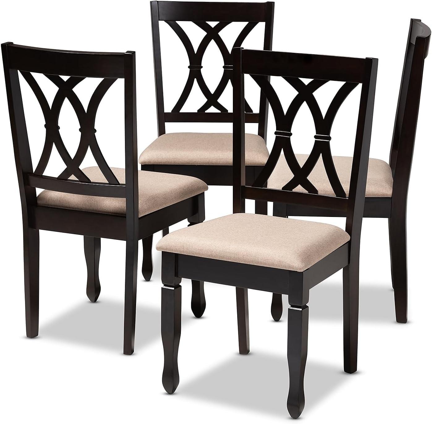 Reneau Sand and Brown Wood Cane Dining Chair Set