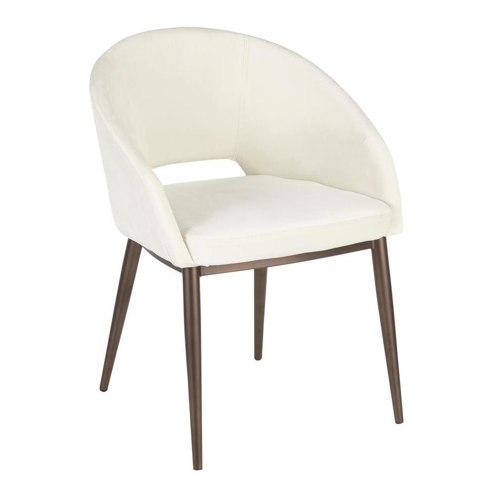 Renee Contemporary Chair Cream - LumiSource: Upholstered Velvet, Metal Legs, Cut-Out Design