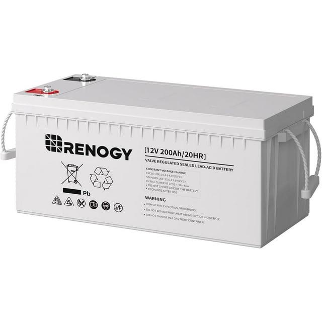 Renogy Deep Cycle AGM Battery 12 Volt 200Ah, 2000A Max Discharge Current, Safe Charge Most Home Appliances for RV, Camping, Cabin, Marine and Off-Grid System, Maintenance-Free