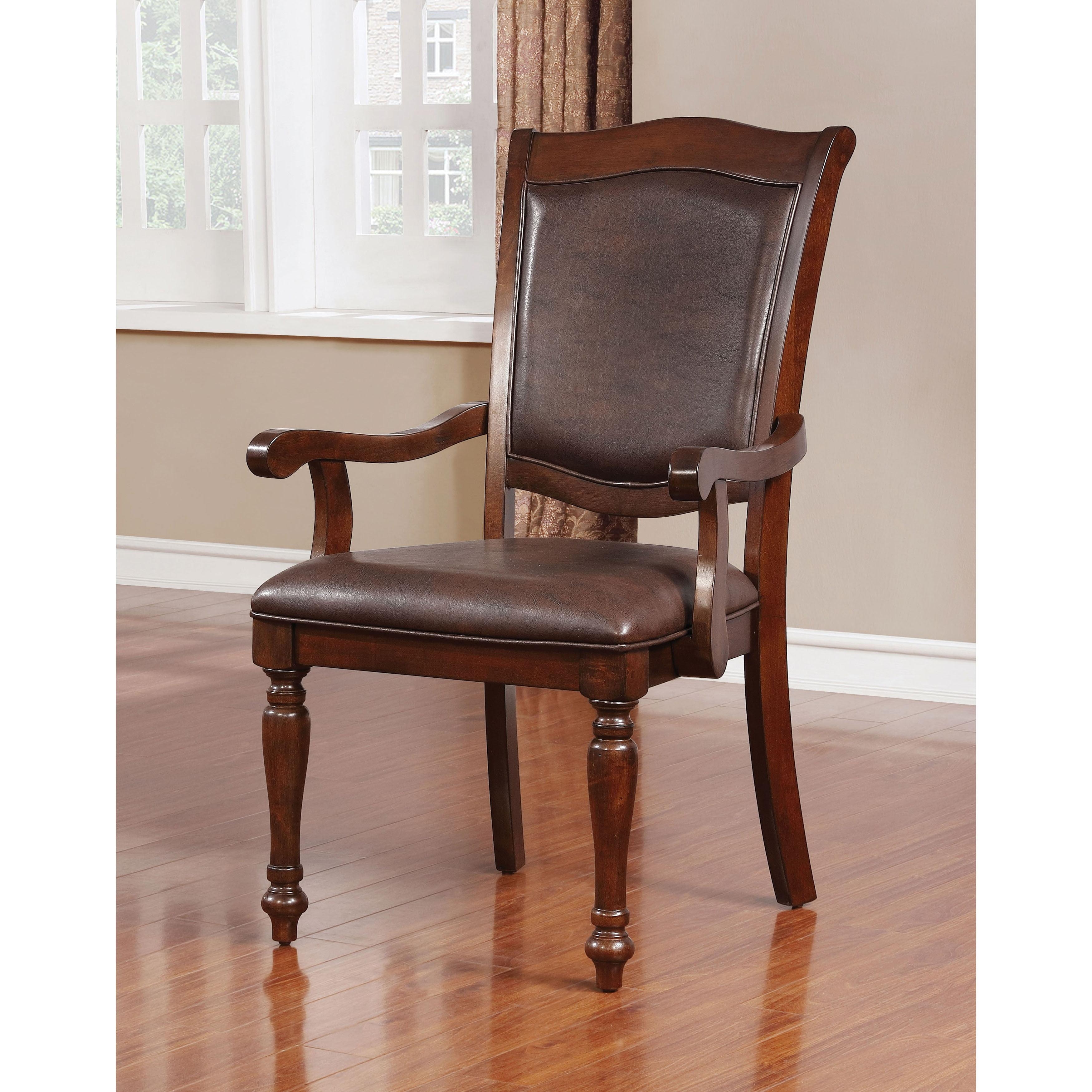 Renoir Tradiitional Brown Cherry Arm Chair (Set of 2) - 24 1/2"W X 26"D X 39"H