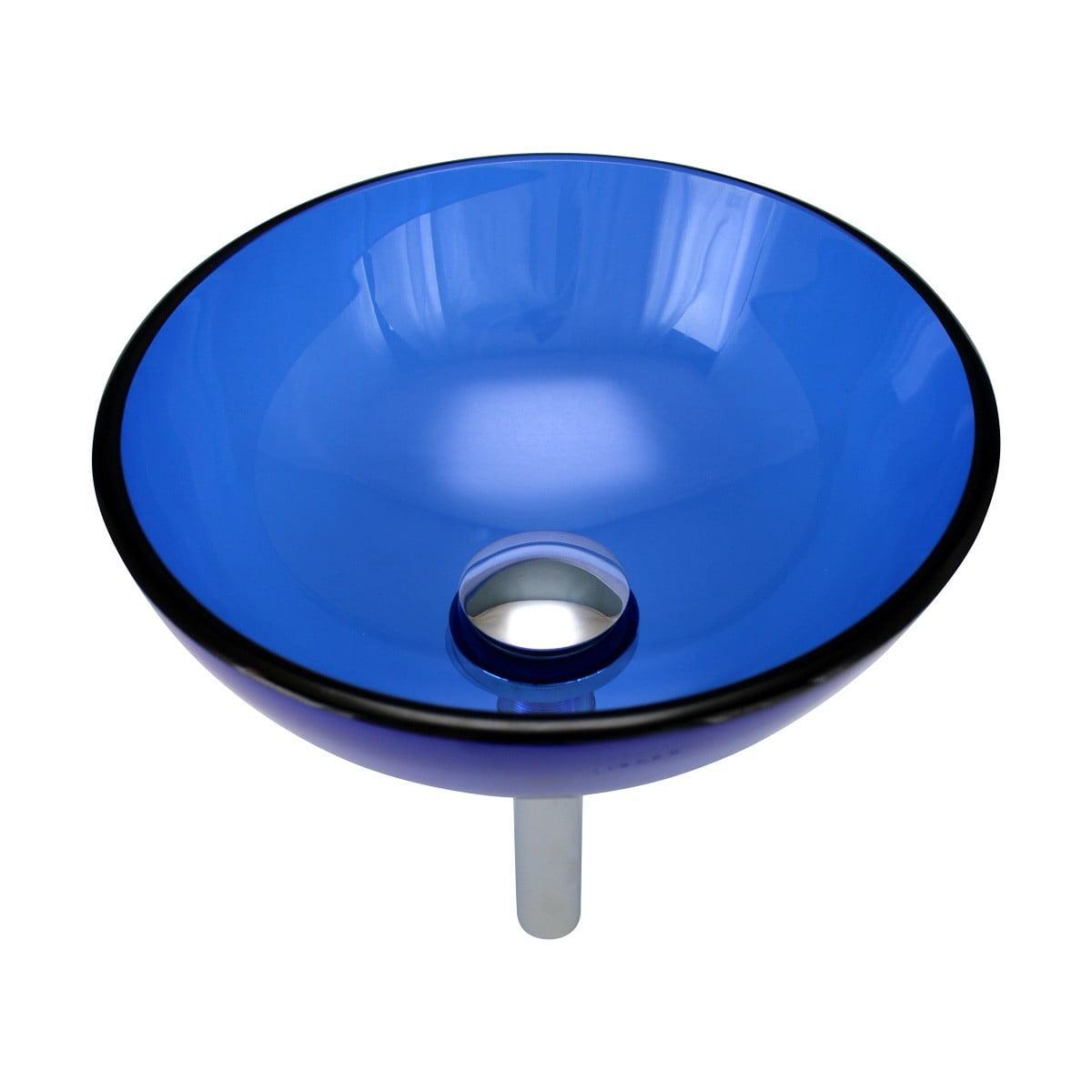 Blue Tempered Glass Above-Counter Vessel Sink