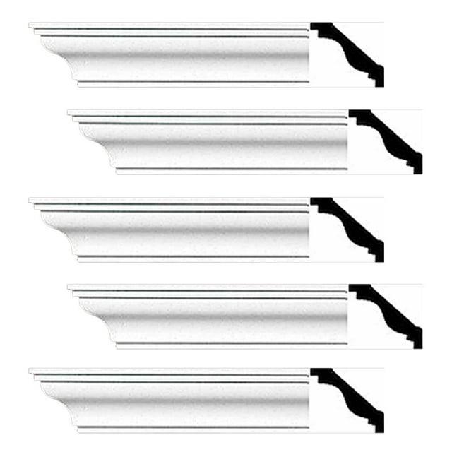 Renovator's Supply Cornice Crown Mouldings White Urethane Pleasance Simple DIY Interior Design Home Decoration Ceiling Wall Border Edges 5 Pcs Total 480" L