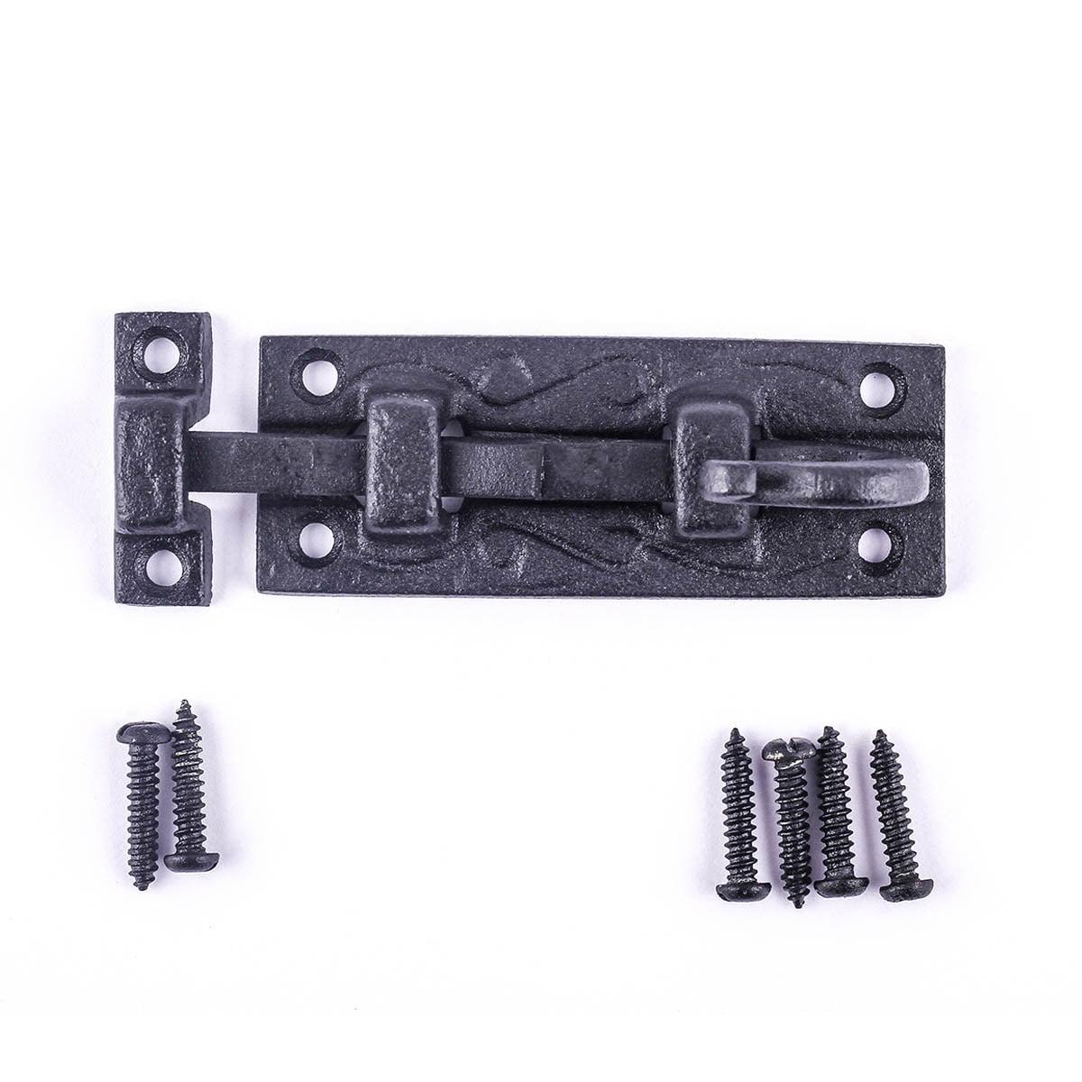 Black Wrought Iron 4" Offset Slide Bolt Latch