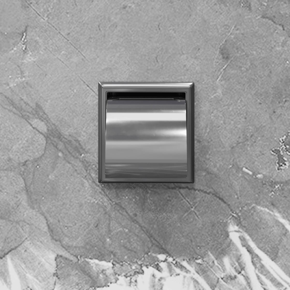 Polished Chrome Stainless Steel Recessed Toilet Paper Holder with Lid