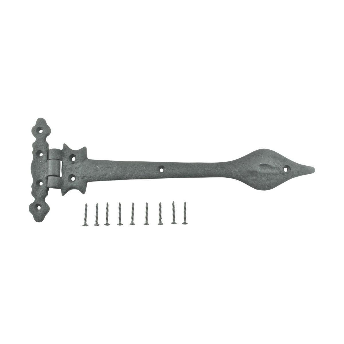 Black Wrought Iron Spear Tip Strap Hinge for Gates and Doors