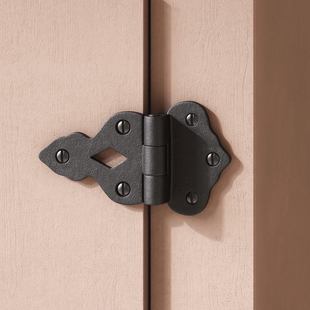 Black Wrought Iron Offset Cabinet Hinges with Hardware