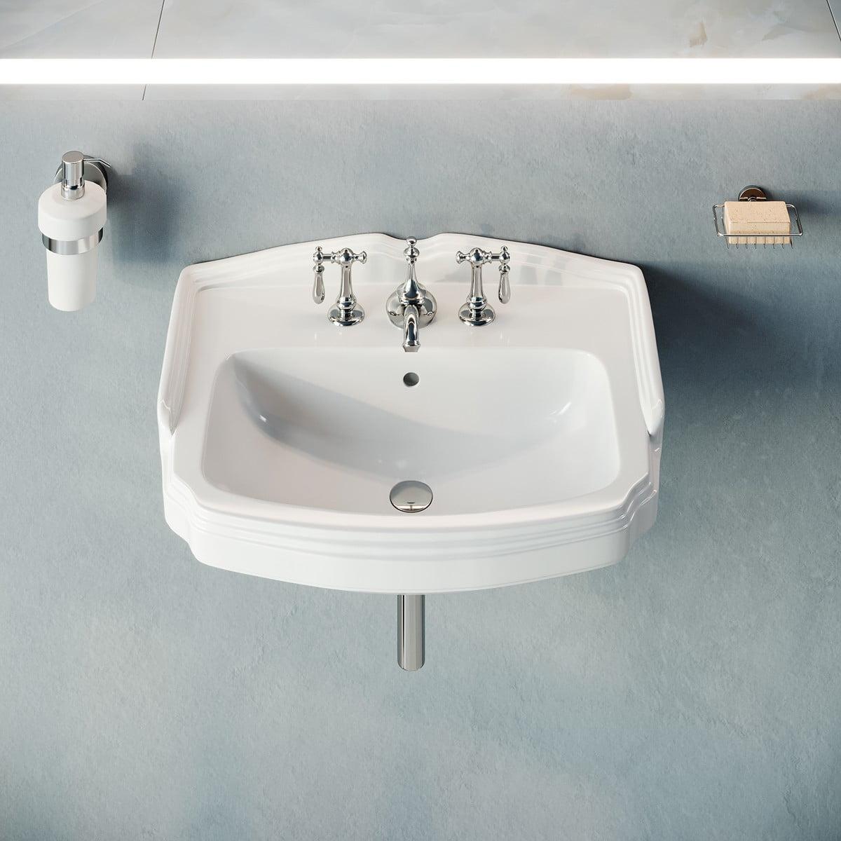 The Renovators Supply Inc. 14.75'' Gloss White Vitreous China Rectangular Bathroom Sink with Overflow