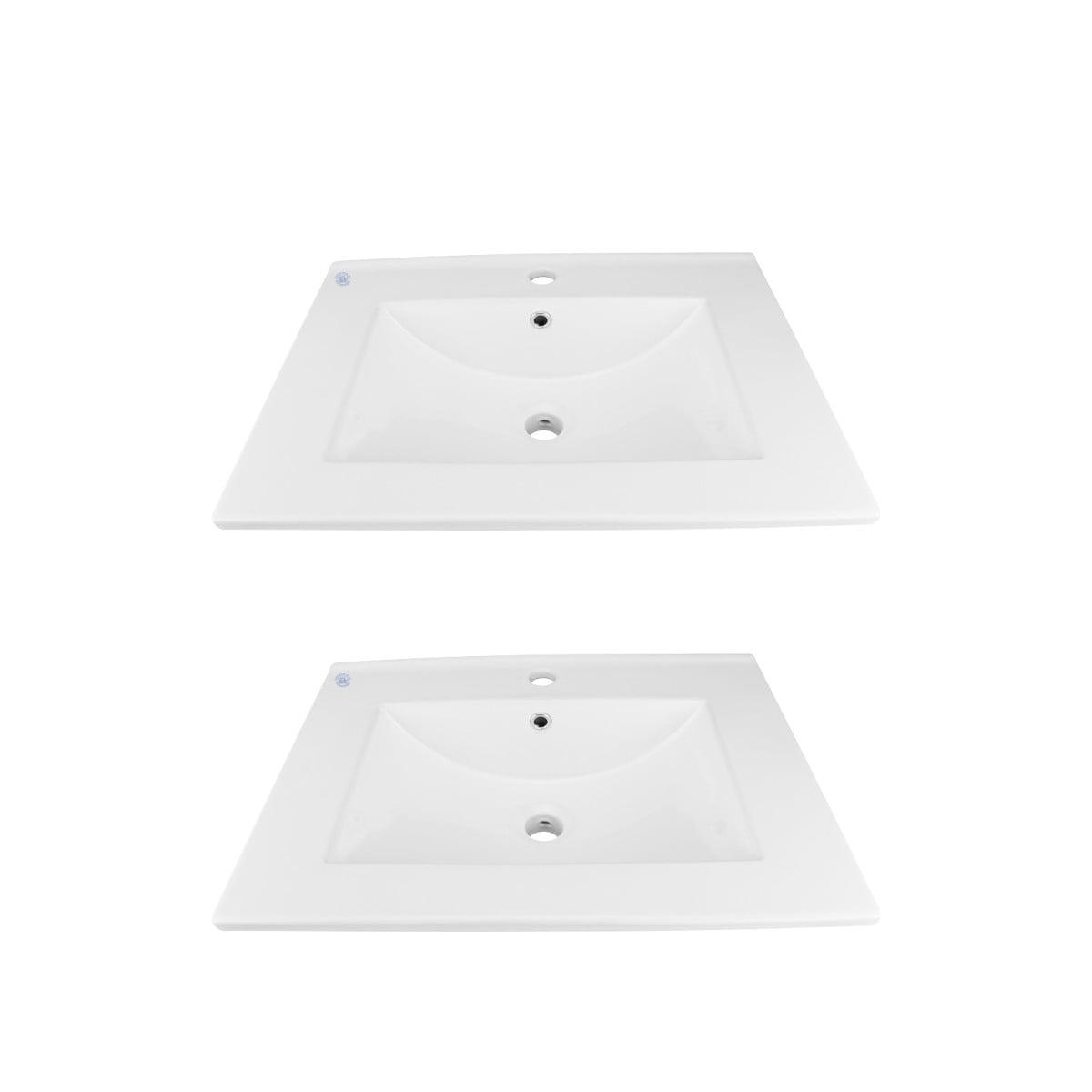 Luke 24'' White Porcelain Drop-In Bathroom Sink with Overflow