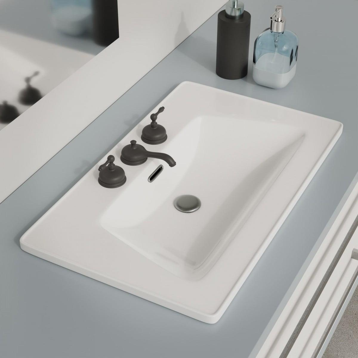 The Renovators Supply Inc. 19.68'' White Porcelain Rectangular Bathroom Sink with Overflow