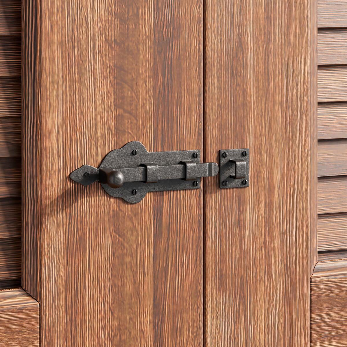Black Slide Bolt Door Latch 3.75"L Rust Resistant Wrought Iron