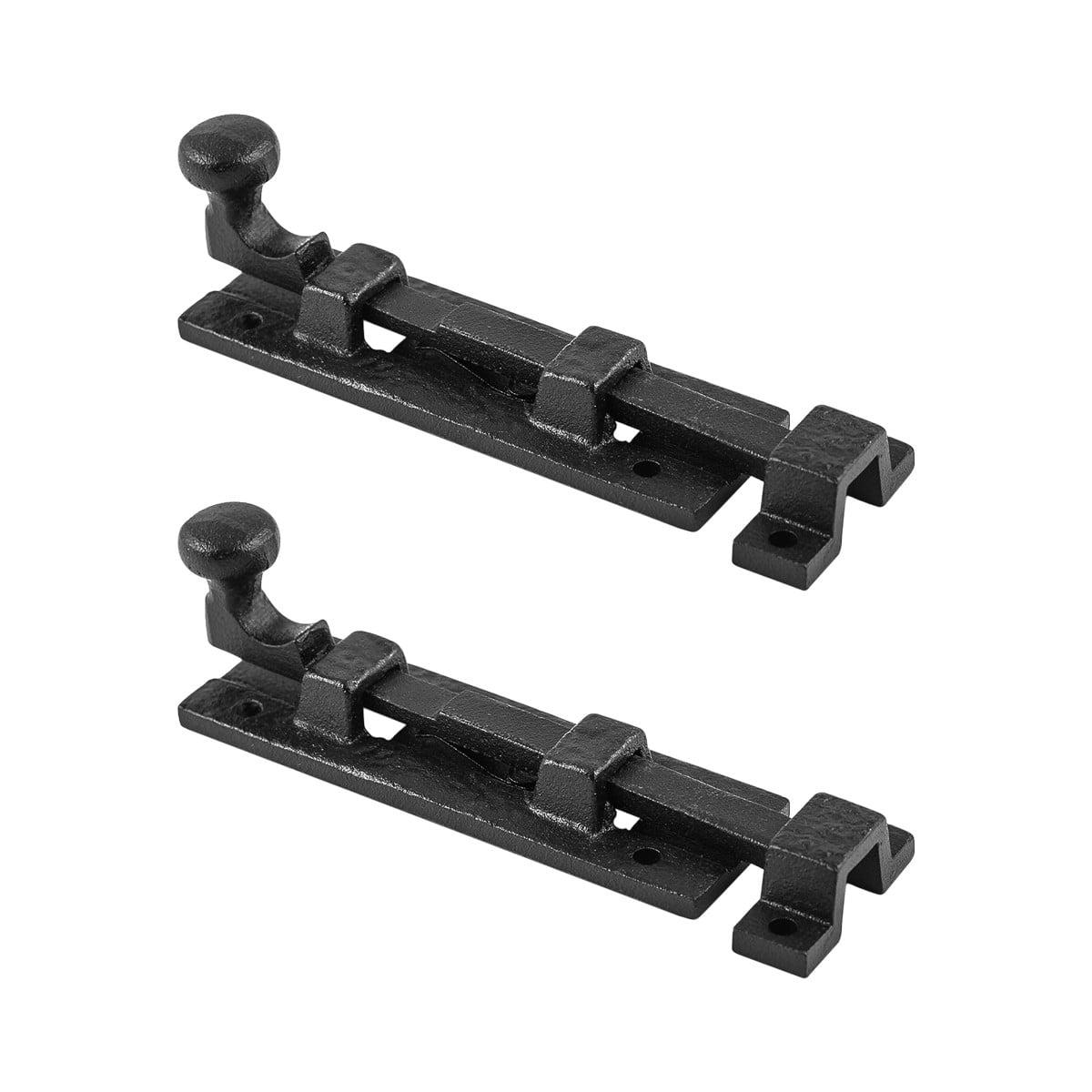 Black Slide Bolt Door Latch 4" L Wrought Iron Sliding Bolts with Catch