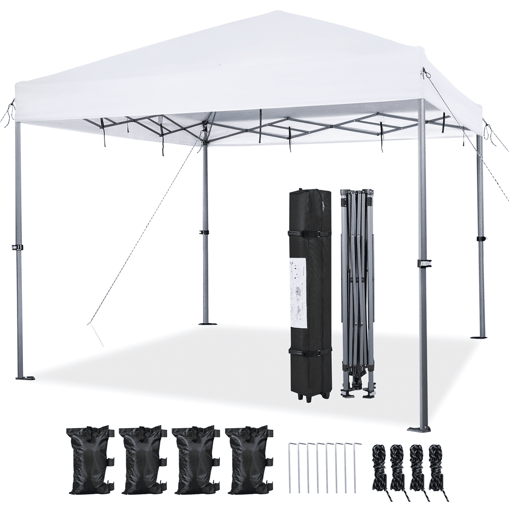 Renwick 12x12ft Outdoor Pop-up Canopy with One-Push-To-Lock Setup Mechanism, White