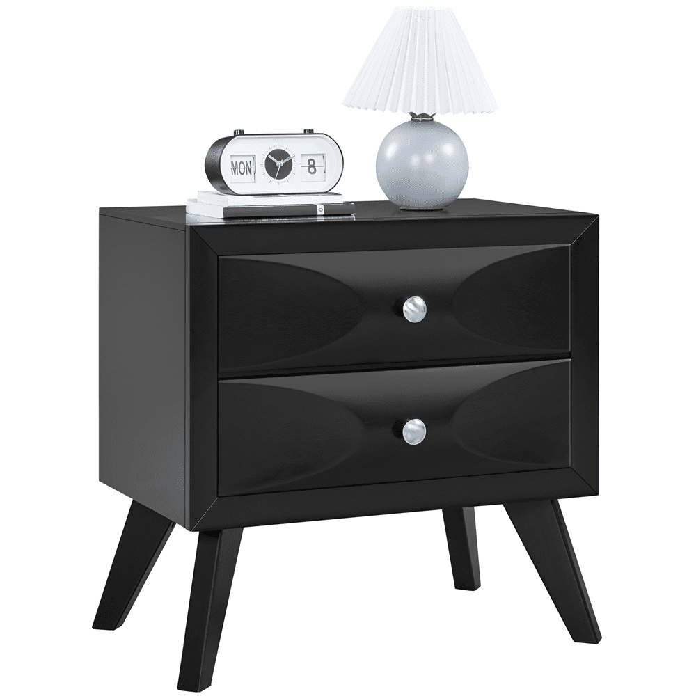 Yaheetech Modern Vintage 2-Drawer Nightstand End Table for Living Room, Black