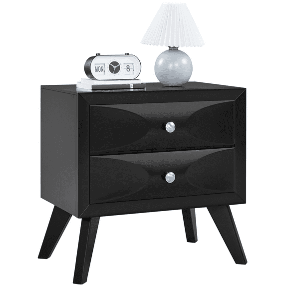 Yaheetech Modern Vintage 2-Drawer Nightstand End Table for Living Room, Black