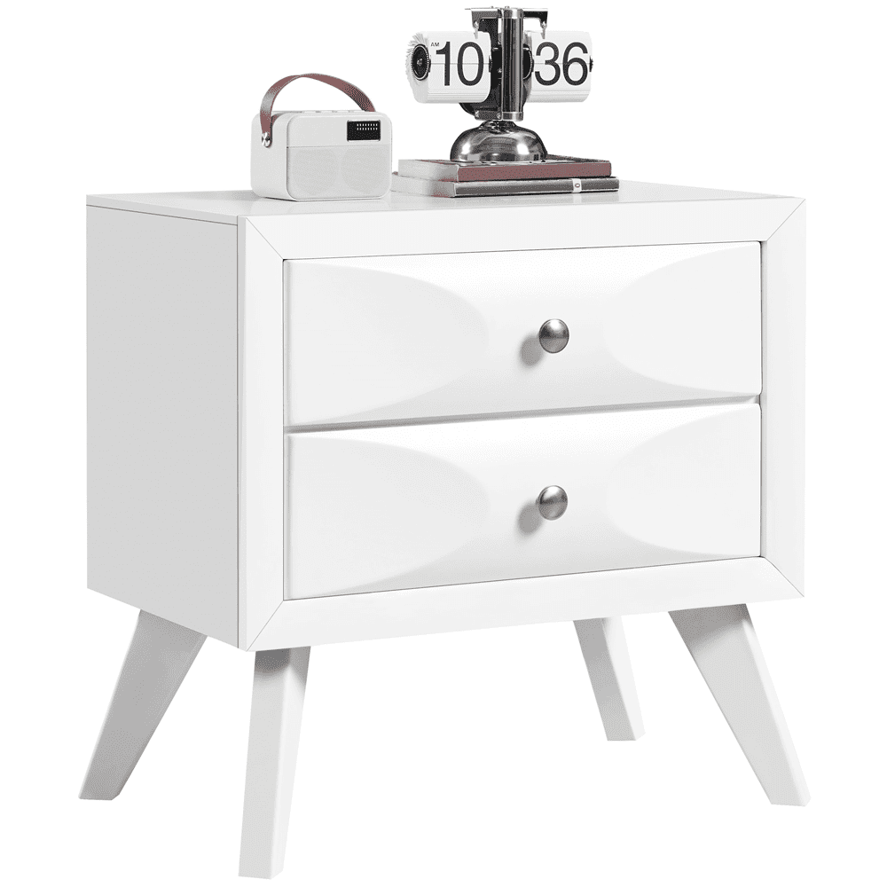 Yaheetech Modern Vintage 2-Drawer Nightstand End Table for Living Room, White