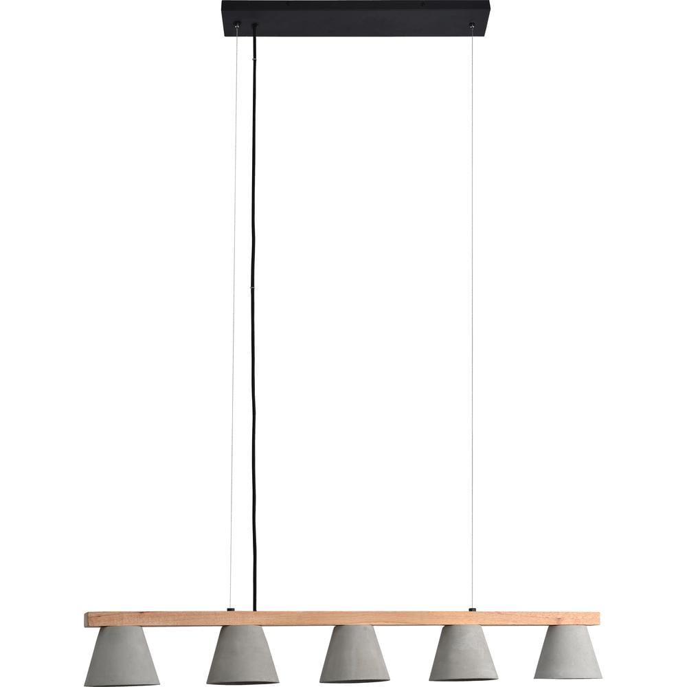 Zain Contemporary Black and Gray 5-Light Wooden Island Chandelier