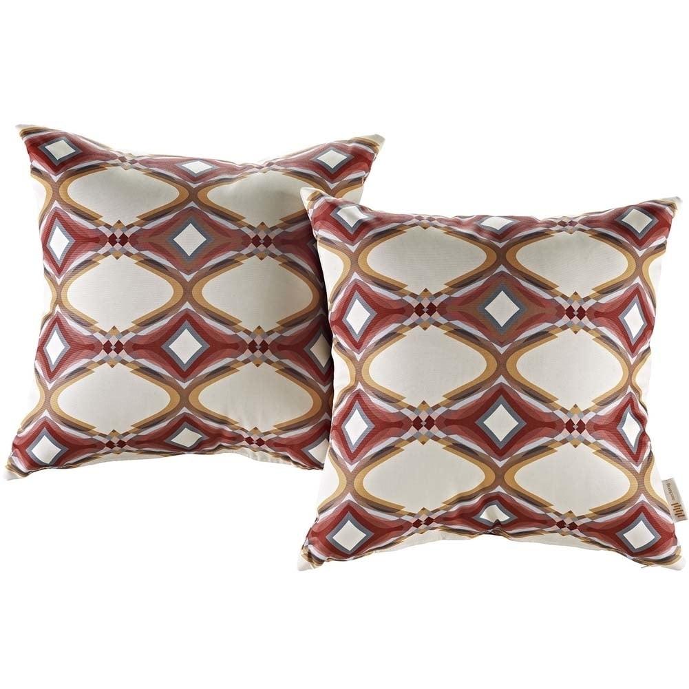 Modway Outdoor Indoor Two All Weather Patio Throw Pillows in Repeat