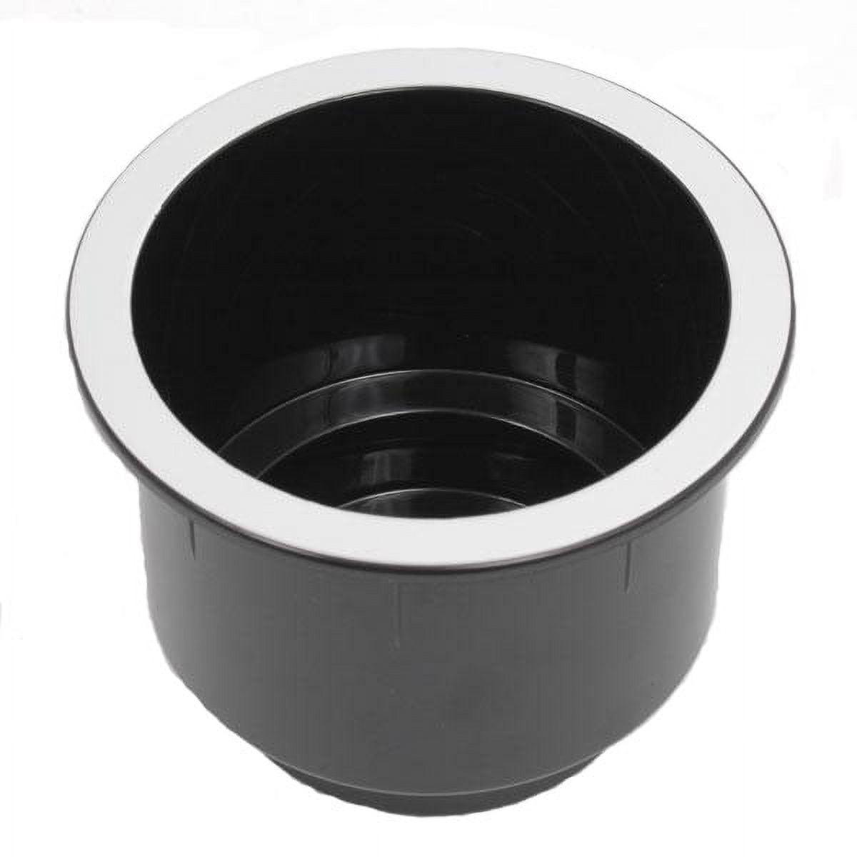 Replacement Black Plastic Cup Holders, Chrome or Wood Finished Lip, Set of 2 (Chrome)