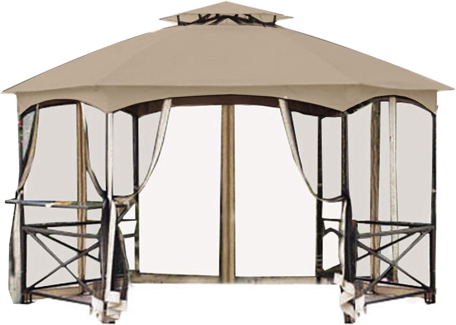 Beige Whisper Two-Tiered Hexagon Gazebo Canopy Replacement