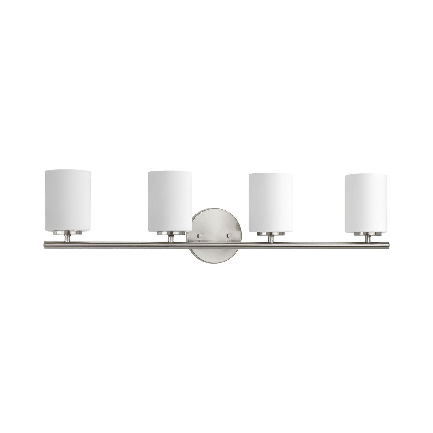 Progress Lighting Replay Collection 4-Light Bath Vanity, Brushed Nickel, Porcelain Shade