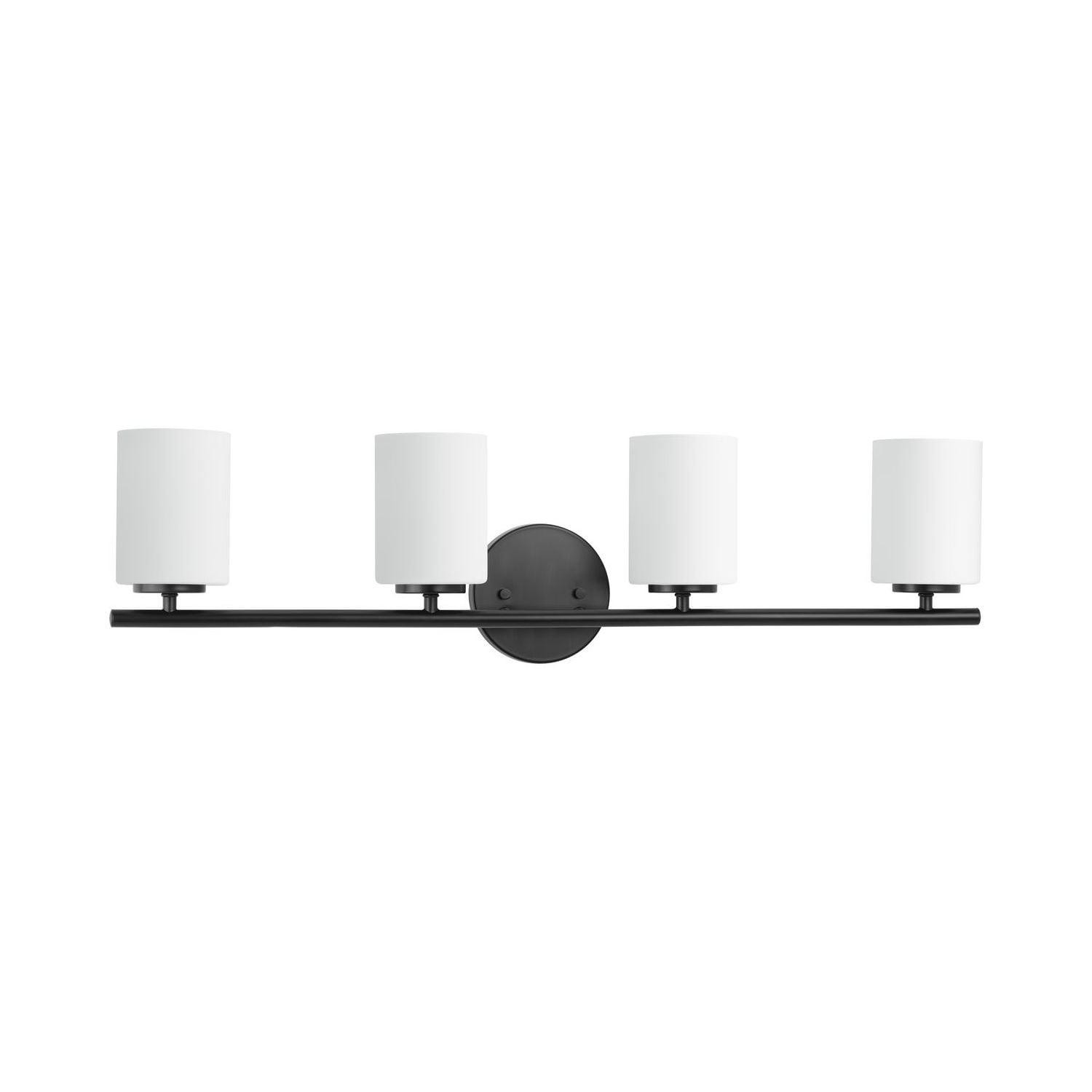 Sleek Textured Black Porcelain 4-Light Modern Bath Vanity Fixture