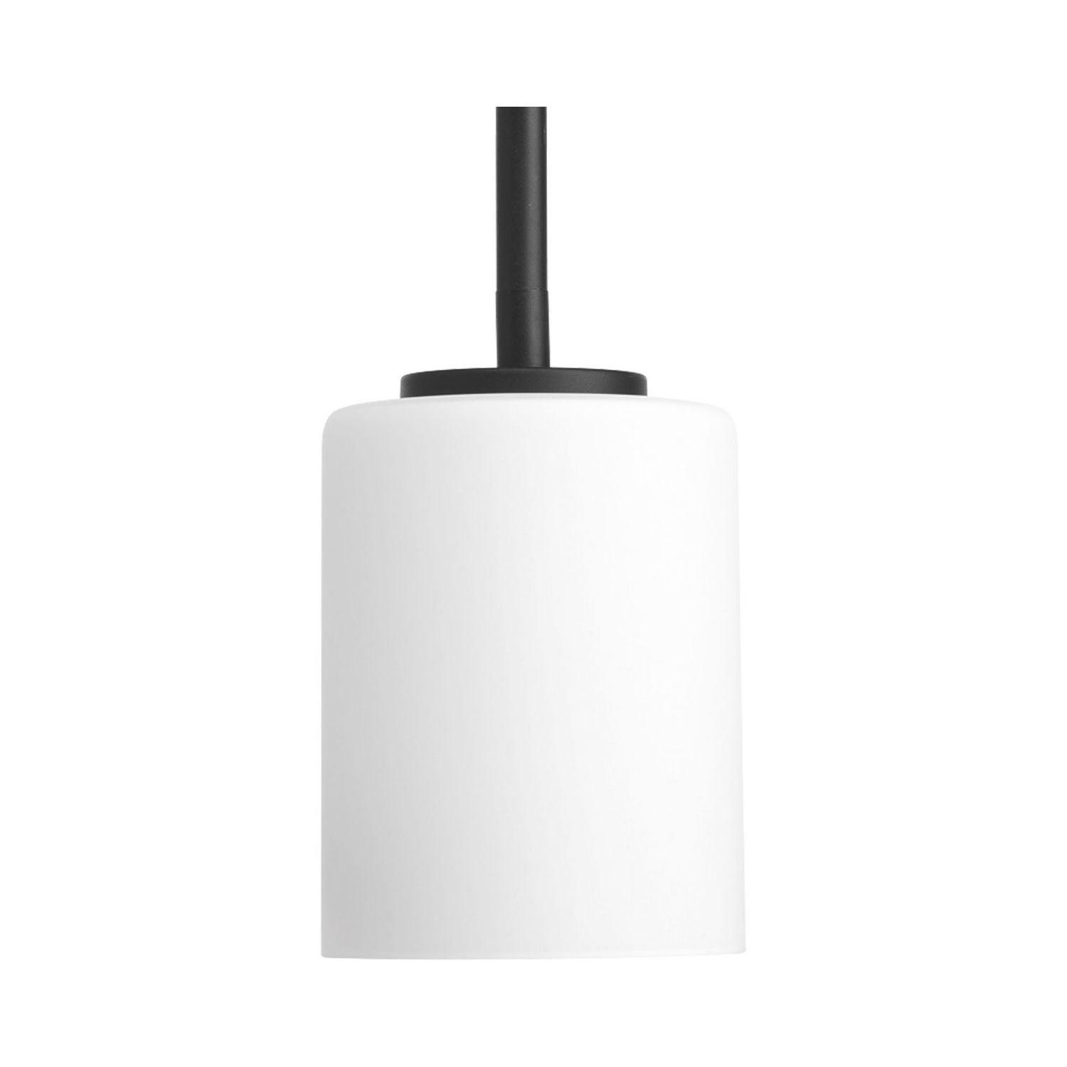 Replay Collection One-Light Textured Black Etched White Glass Modern Mini-Pendant Light