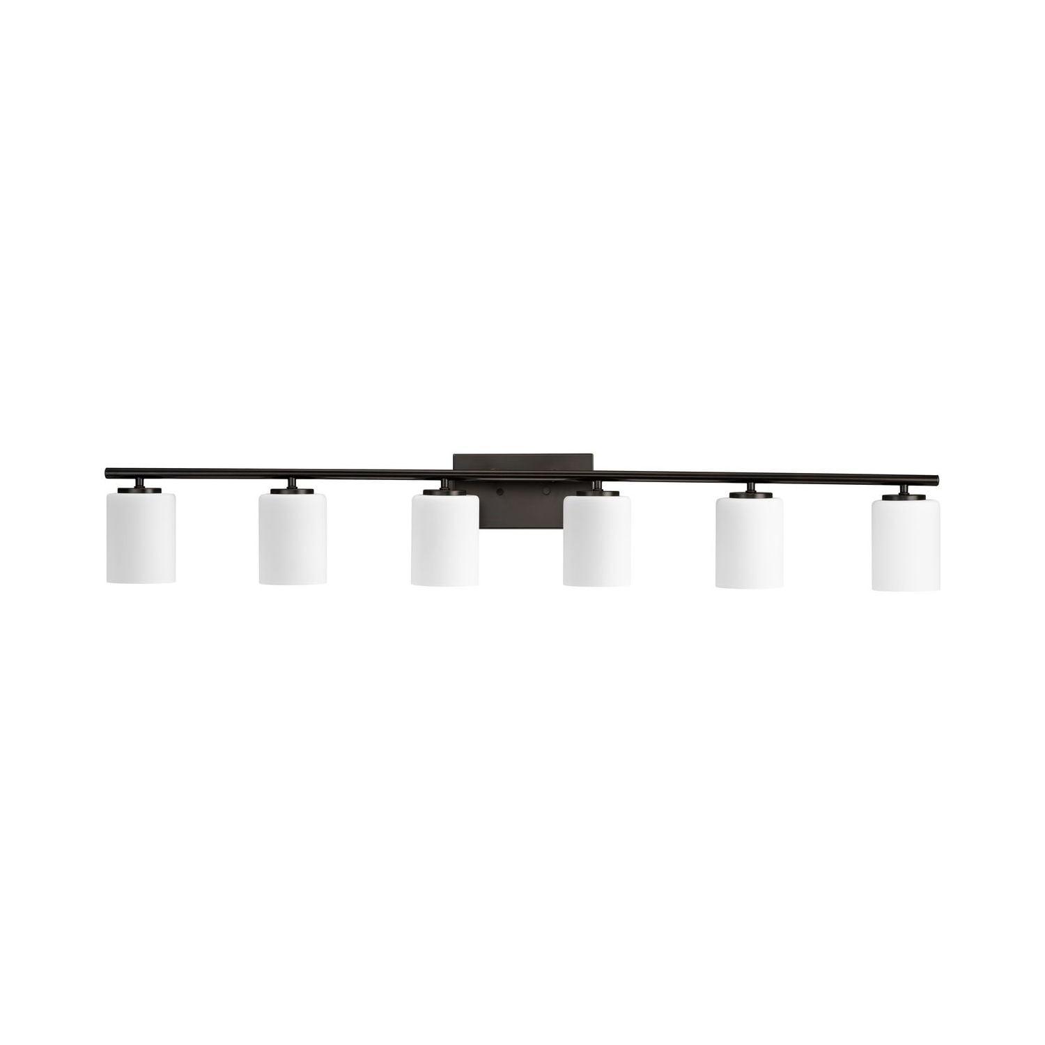 Progress Lighting Replay 6-Light Bath Vanity Bracket, Antique Bronze, Etched Glass Shades