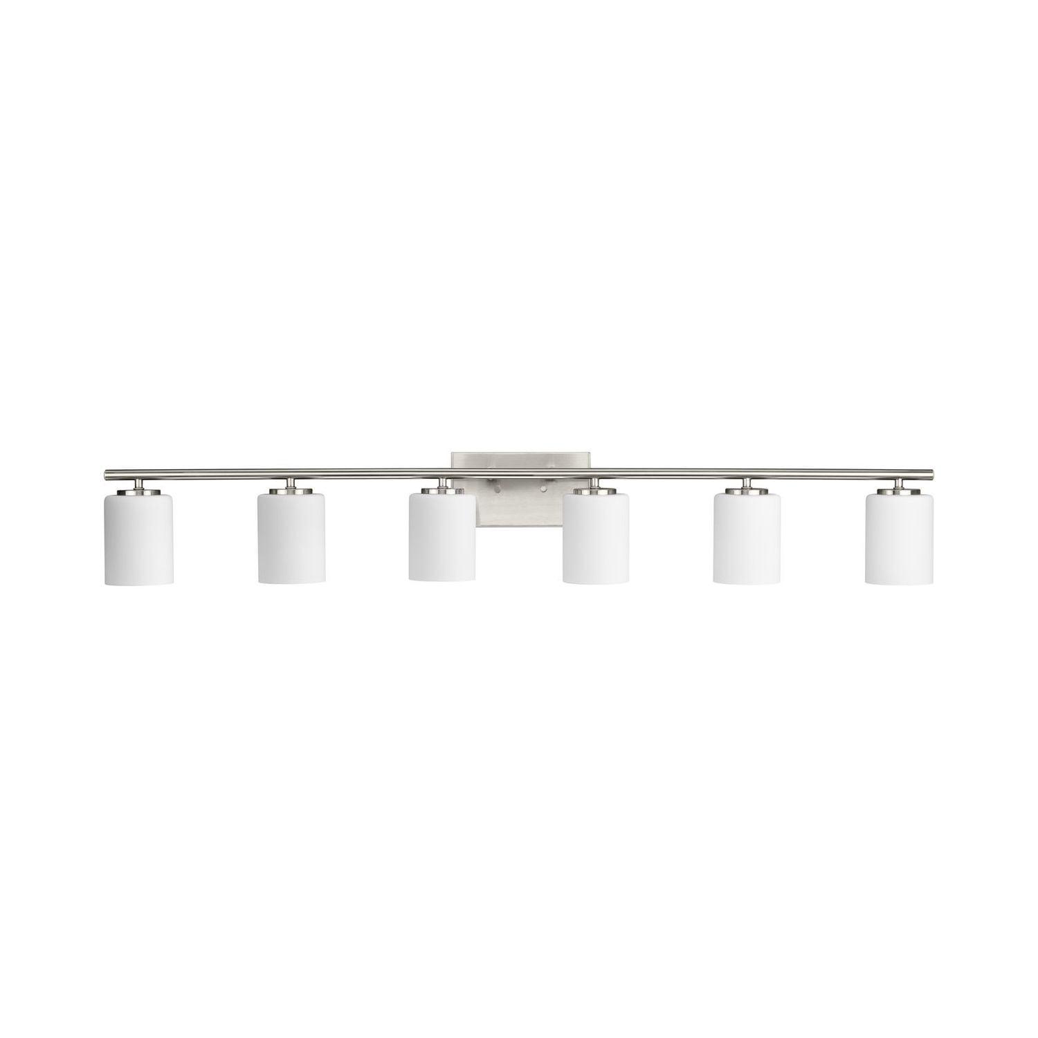 Progress Lighting Replay Collection 6-Light Bath Vanity in Brushed Nickel with Etched Glass Shades