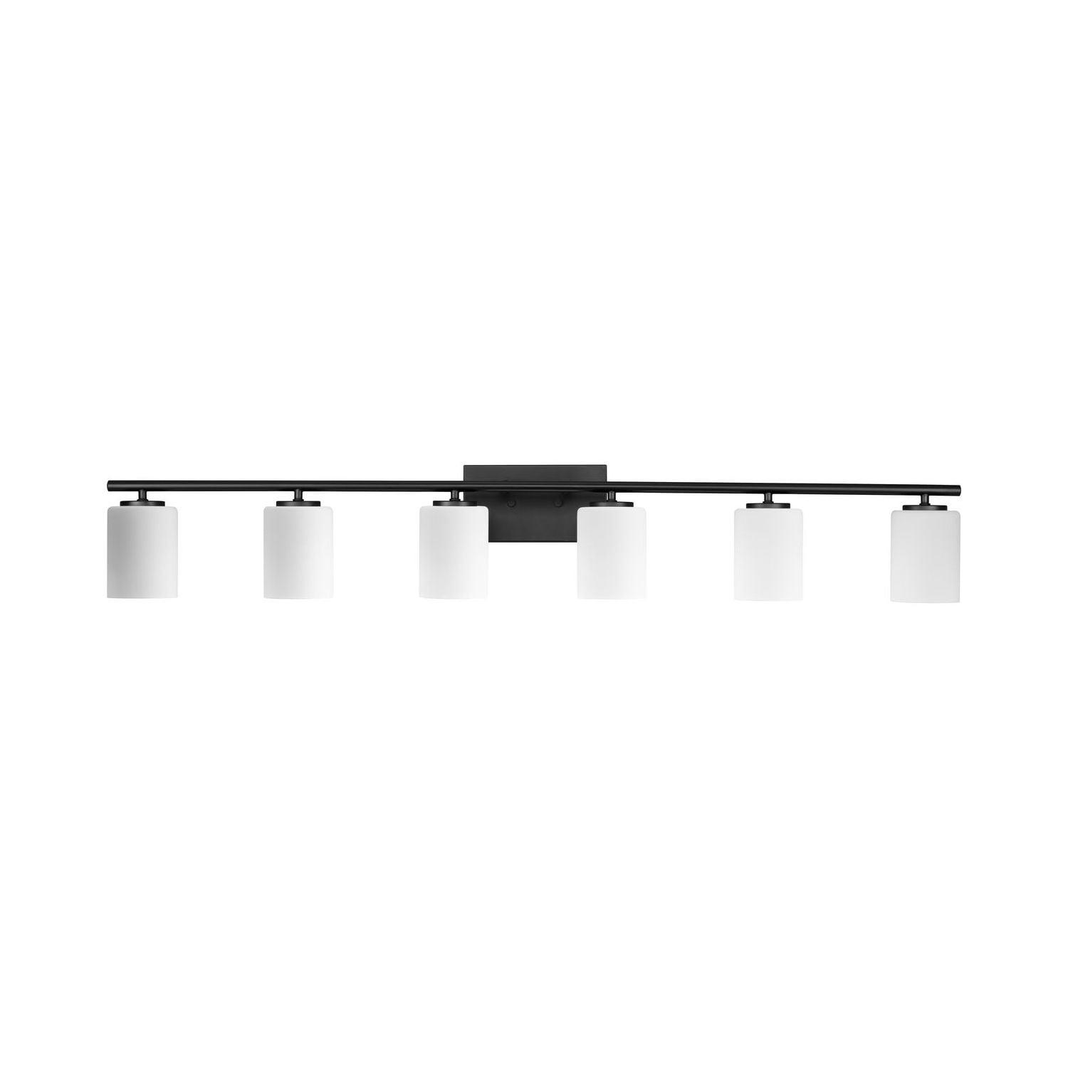 Progress Lighting Replay 6-Light Bath Vanity Bracket, Textured Black, Etched Glass Shades