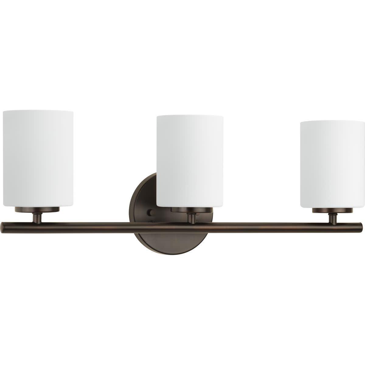 Progress Lighting Replay 3-Light Bath Vanity, Antique Bronze, Porcelain, Up/Down Mounting, Shade Included