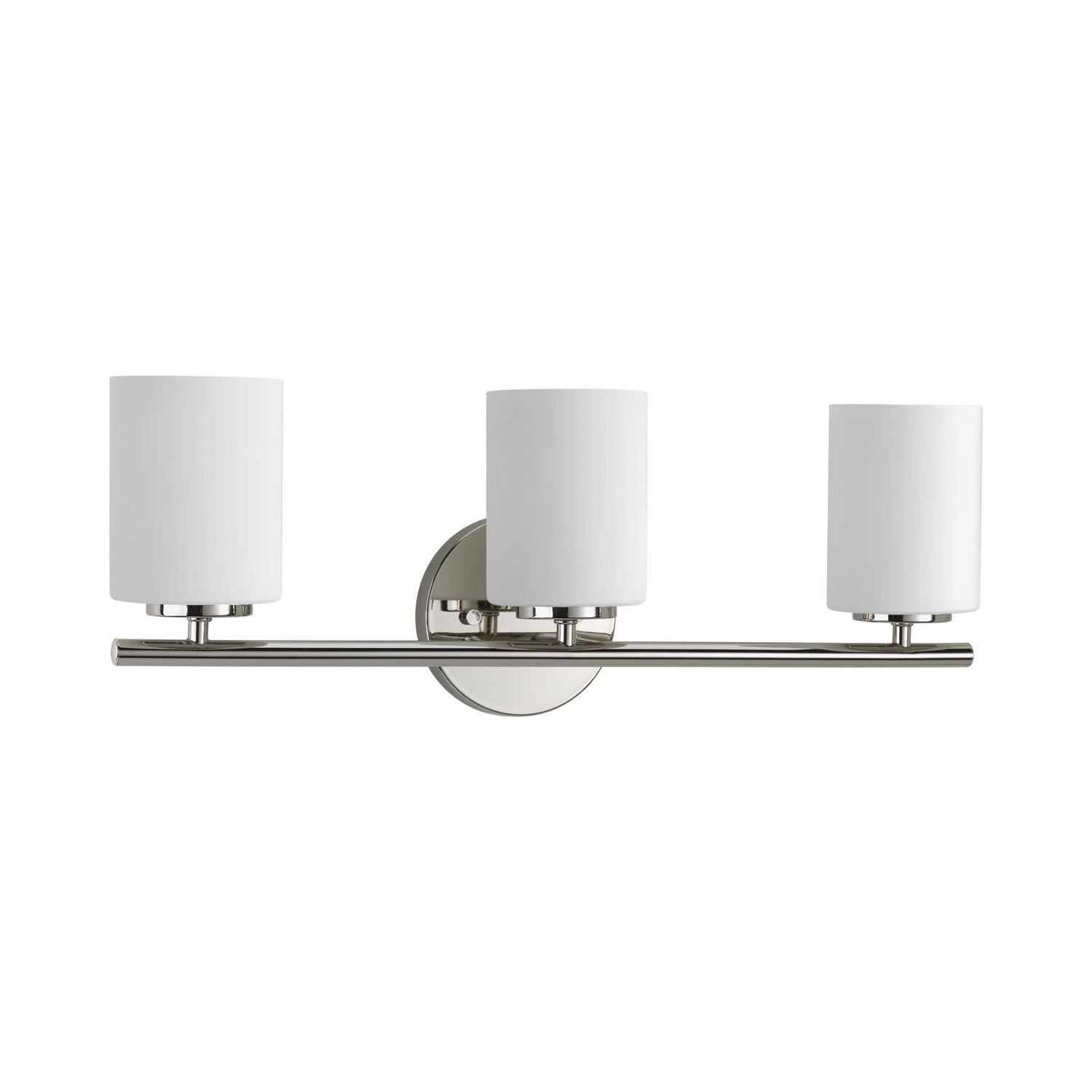 Progress Lighting Replay Collection 3-Light Bath Vanity, Polished Nickel, Shade Included