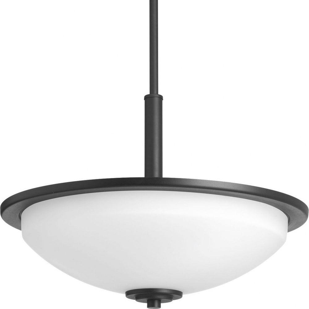 Progress Lighting Replay 3-Light Inverted Pendant, Brushed Nickel, White Glass Shade