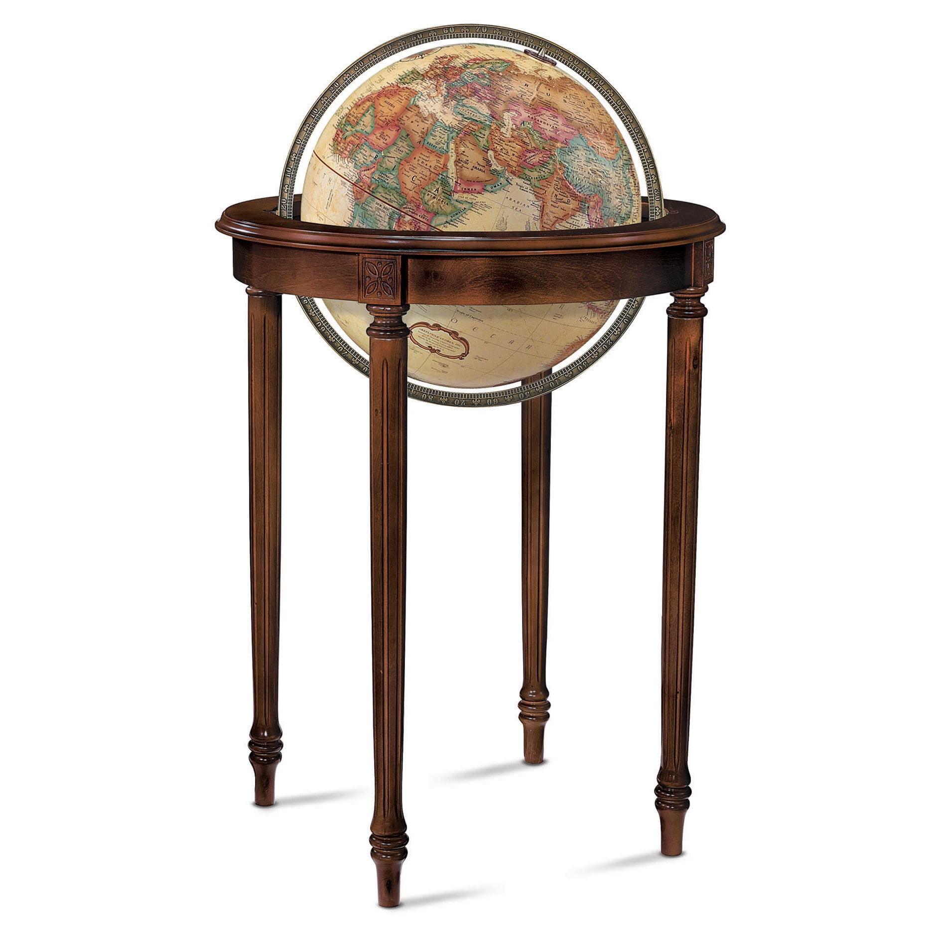 Antique 16" Globe with Walnut-Finish Hardwood Stand