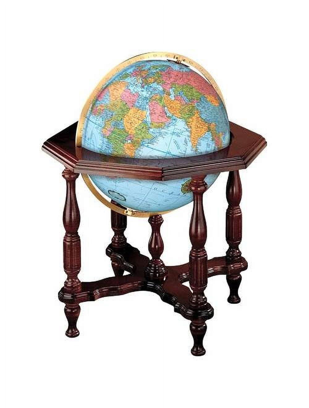 Blue Illuminated Globe with Walnut Wood Stand