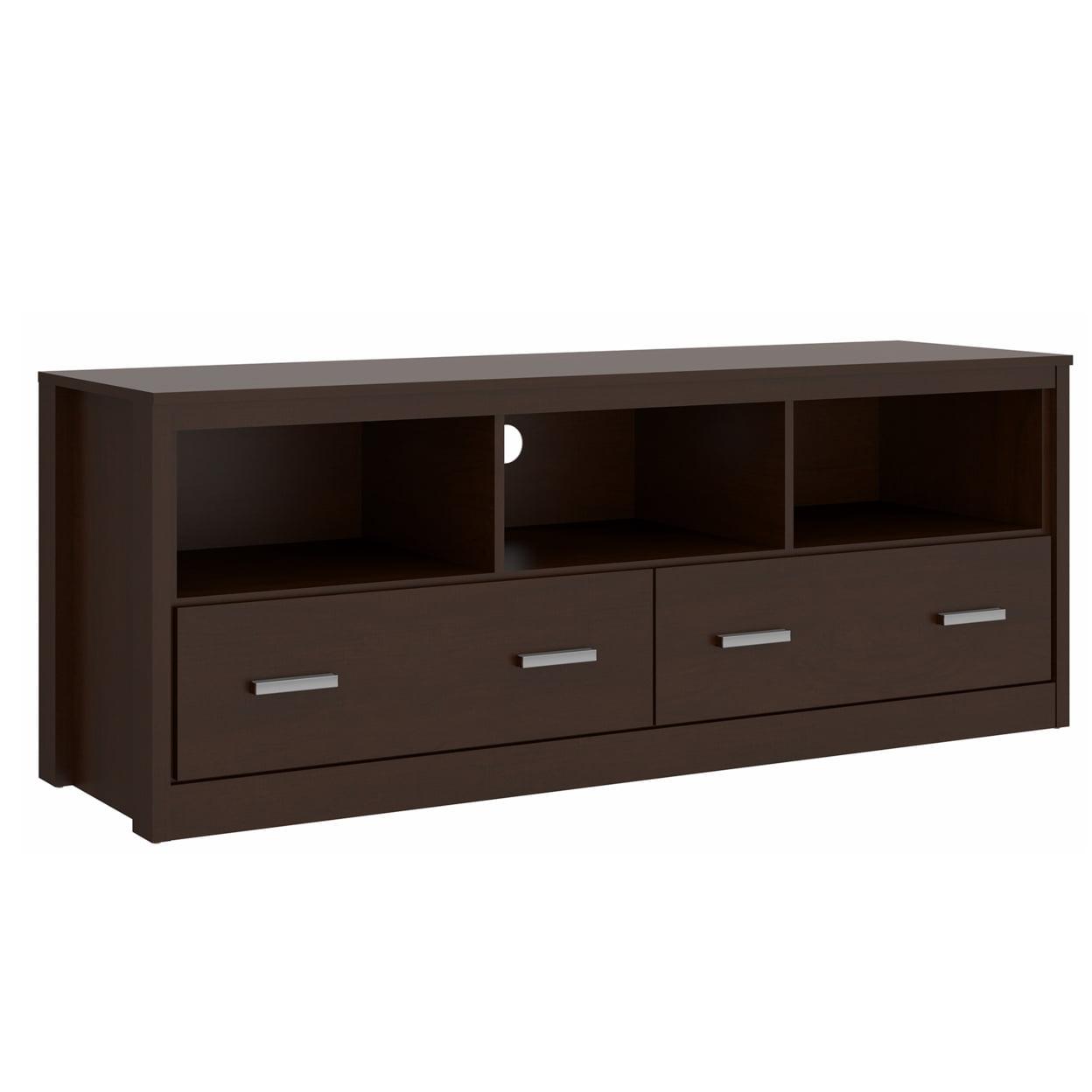 Tobacco Brown Wooden TV Stand with Cabinet Storage and Cable Management, 59"