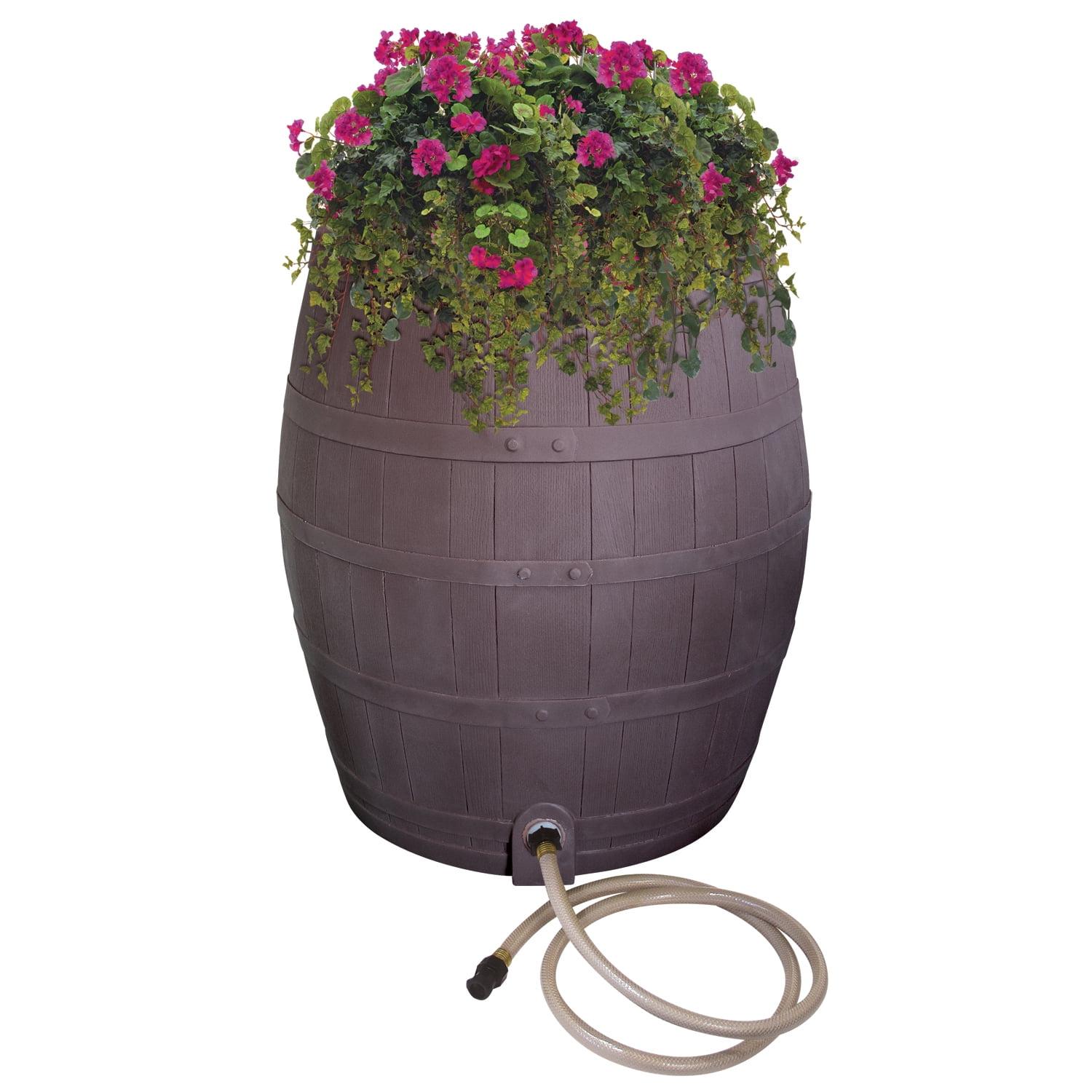 EMSCO Group Weather Resistant Plastic Rain Barrel and Hose with Diverter Kit