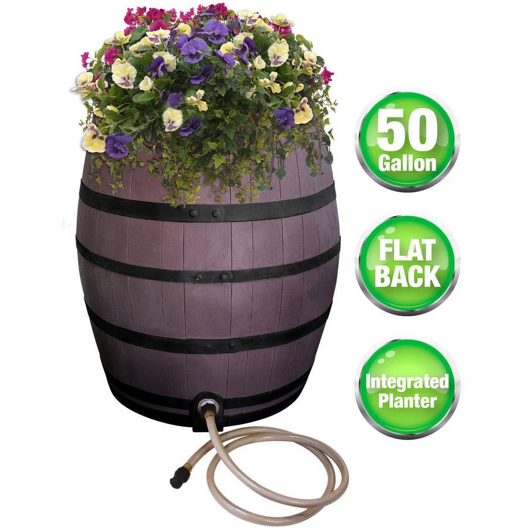 EMSCO Group Weather Resistant Plastic Rain Barrel and Hose with Diverter Kit