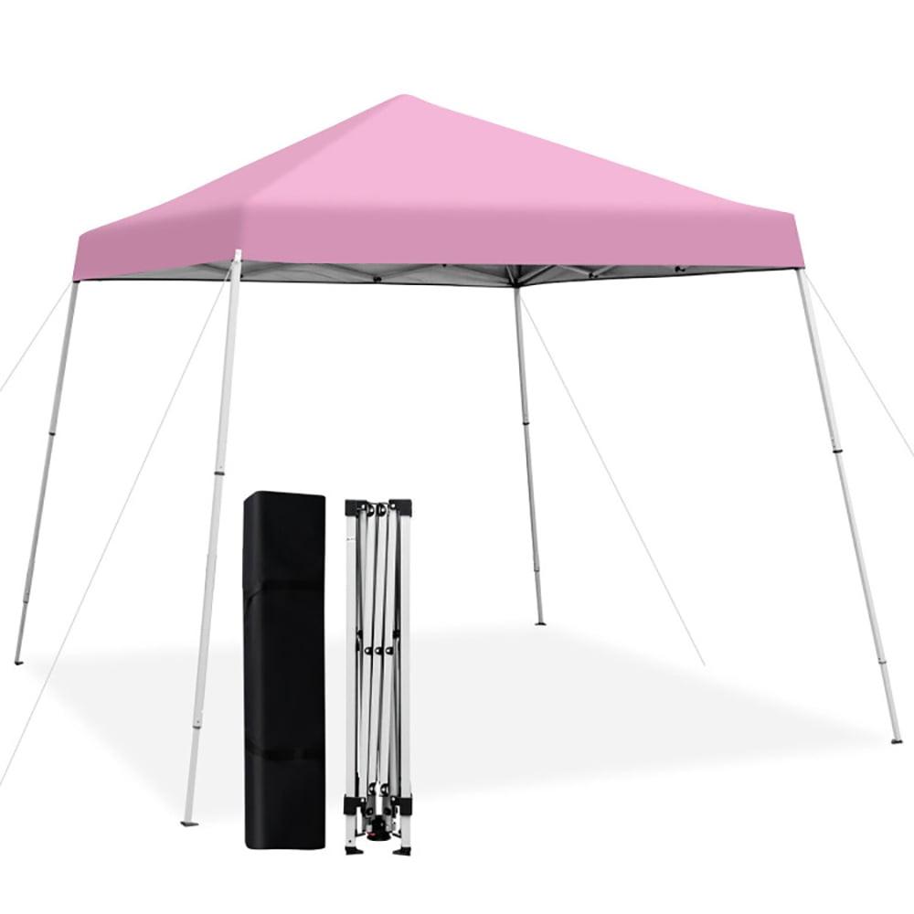 Costway 10x10ft Patio Outdoor Instant Pop-up Canopy Slanted Leg UPF50+ Sun Shelter Pink